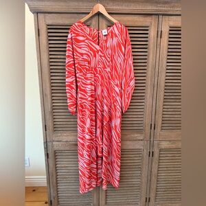 CAbi hot pink and lavender Zebra Print chiffon Maxi Dress